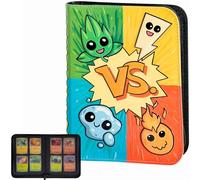 3D Classeur Carte pour Pokemon - Design 3D des Types de PKM en Relief en Cuir PU. Album Carte avec Éclair et 4 Pochettes p/ 160 Cartes. Livre A4 Range Carte Pokemon Portfolio Carnet Porte Carte Cahier