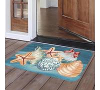 3D Coastal Starfish and Shells Welcome Mat - Machine Washable, Perfect for Living Room, Bedroom, Kitchen, Office Beach Theme-40x60cm