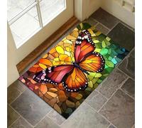 3D Colorful Butterfly Floor Mat - Vibrant Stained Glass Design, Anti-Slip Bac, Home Decor, Adds a Splash of Color to Any Room-60x90cm