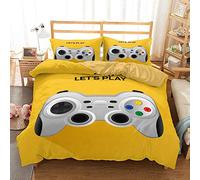 3D Console de Jeu Boutons d'action Parure de Lit Gamepad pour Garçon et Adolescent Jeu Vidéo Housse de Couette, Noir Joueur Housse de Couette pour Salle de Jeux Vidéo (Jaune, 140x200cm)