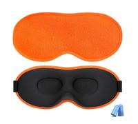 3D Contoured Sleep Mask, 100% Light Blocking Eye Mask for Sleeping, No Pressure on Eyes, Breathable & Soft Eye Cover with Adjustable Strap, Includes Earplugs for Side Sleepers, Travel, Nap (Orange)