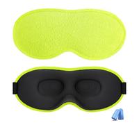3D Contoured Sleep Mask, 100% Light Blocking Eye Mask for Sleeping, No Pressure on Eyes, Breathable & Soft Eye Cover with Adjustable Strap, Includes Earplugs for Side Sleepers, Travel, Nap (Yellow)