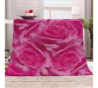 3D Couverture Rose Couverture Polaire 180x200, Couverture Rose Couverture Flanelle Motif Plaid Doux et Chaud Microfibre, for Canapé lit et Chaise