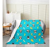 3D Couverture Singe Couverture Polaire 130x150, Couvertures Animaux de Dessin Animé Couverture Flanelle Bleu Plaid Doux et Chaud Microfibre, for Canapé lit et Chaise