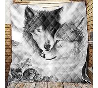3D Couvre Lit Matelassée, Chickw1 Imprimé de Loup Doux Microfiber Couvre-lit Couverture de lit Jeté de Lit Dessus de Lit (Loup Gris,180x200cm)