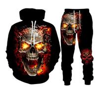 3D crâne crâne à Capuche Hommes survêtement Jogging Ensemble Hommes Sport Costume Hommes Sweat Pantalon (Totenkopf 2,2XL)