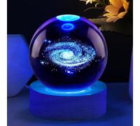 3d Crystal Ball Night Light, Galaxy Crystal Ball Night Light, Glass Ball Night Light With Wooden Base, Desk Decoration, Astronomy Gifts For Children (Colourful Light)