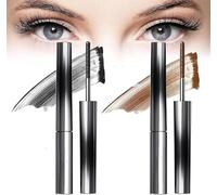 3D Curling Eyelash Iron Mascara, Iron Brush Mascara Waterproof,Non-Clumping Flake Proof Natural Thickening Lengthening Long Lasting Bristleless Mascara (Black+Brown)