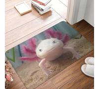 3D Custom Smiling Leucistic Axolotl Doormat Non-Slip Entrance Bath Kitchen Door Floor Mats Salamander Animal Living Room Carpet Rug-50x80cm