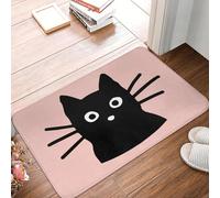 3D Cute Black Cat Front Door Mat Anti-Slip Indoor Absorbent Doormat Kitchen Bedroom Entrance Rug Carpet-60x90cm