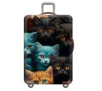 3D d'animaux Housse De Protection pour Bagages,Lavable, éLastique,avec Fermeture éClair DissimuléE,Housse De Valise Voyage,Trolley Case Cover Protector De 18 à 32 Pouces (Chat,S(18-21inch))