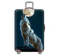 3D d'animaux Housse De Protection pour Bagages,Lavable, éLastique,avec Fermeture éClair DissimuléE,Housse De Valise Voyage,Trolley Case Cover Protector De 18 à 32 Pouces (Loup,S(18-21inch))