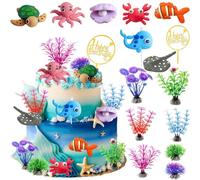 3D d'animaux Marins Décorations Gâteau, Décoration Gâteau Thème océan, Gâteau Topper Animaux Marins, Monde Sous-marin Cake Toppers, pour Enfants Ocean Sea Thème Anniversaire