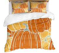 3D Dessin Animé De Citrouille Colorée Orange Et Jaune Dessinée À La Main pour Thanksgiving Parure De Lit en Microfibre De Housses De Couette 220X240Cm Adulte 3 Pcs Ensemble De Housse De Couette 2 P