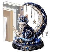 3D DIY Beaded Moon Cat Craft Kit | Animal DIY Beading Art Beginner-Friendly,All-Inclusive Beadwork Set with Guide - for Beginners Adults Hobbyists Family Holiday Home Desk Bookshelf Mantel Decor