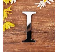 3D DIY Lettres Alphabet Décoratives Argent, Créatif Acrylique Surface du miroir Alphabet 26 lettres autocollant mural Fête de la décoration de la maison (I)