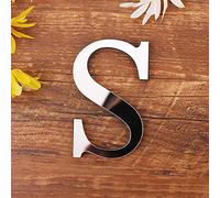 3D DIY Lettres Alphabet Décoratives Argent, Créatif Acrylique Surface du miroir Alphabet 26 lettres autocollant mural Fête de la décoration de la maison (S)