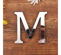 3D DIY Lettres Alphabet Décoratives Argent, Créatif Acrylique Surface du miroir Alphabet 26 lettres autocollant mural Fête de la décoration de la maison (M)