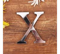 3D DIY Lettres Alphabet Décoratives Argent, Créatif Acrylique Surface du miroir Alphabet 26 lettres autocollant mural Fête de la décoration de la maison (X)
