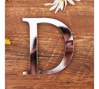 3D DIY Lettres Alphabet Décoratives Argent, Créatif Acrylique Surface du miroir Alphabet 26 lettres autocollant mural Fête de la décoration de la maison (D)