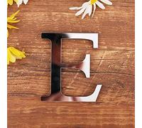 3D DIY Lettres Alphabet Décoratives Argent, Créatif Acrylique Surface du miroir Alphabet 26 lettres autocollant mural Fête de la décoration de la maison (E)