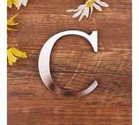 3D DIY Lettres Alphabet Décoratives Argent, Créatif Acrylique Surface du miroir Alphabet 26 lettres autocollant mural Fête de la décoration de la maison (C)