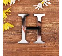 3D DIY Lettres Alphabet Décoratives Argent, Créatif Acrylique Surface du miroir Alphabet 26 lettres autocollant mural Fête de la décoration de la maison (H)