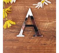 3D DIY Lettres Alphabet Décoratives Argent, Créatif Acrylique Surface du miroir Alphabet 26 lettres autocollant mural Fête de la décoration de la maison (A)