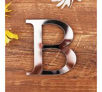 3D DIY Lettres Alphabet Décoratives Argent, Créatif Acrylique Surface du miroir Alphabet 26 lettres autocollant mural Fête de la décoration de la maison (B)
