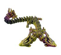 3D Dragon - Dragon imprimé 3D | Double tête Crystal Wyrm Fidget Toy | Serpent articulé flexible, bijou de modèle avec corps tordu, articulations mobiles, décoration de bureau exécutive pour la maison