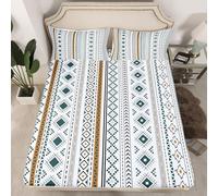 3D Drap Housse 140x190 cm Exotique, Bande Drap-Housse 140x190 cm - pour lit de 140 x 190 à 30 cm - Hauteur du Matelas Aztèque Drap Housse 2 Personnes avec 2 Taie d'oreiller S515