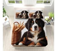 3D Drap Housse 90x200 cm Bouvier Bernois Suisse Drap-Housse 90x200 cm - pour lit de 90 x 200 à 30 cm - Hauteur du Matelas, Chien Drap Housse Enfant avec 1 Taie d'oreiller M1893