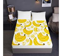 3D Drap Housse en Microfibre, Chickw1 Fruit Imprimé Housse de Matelas 30cm Épais Protection de Matelas - Antidérapants Résistant Décoloration aux Rides (Banane,90x200x30cm)