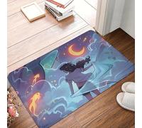 3D Dreamy Night Sky - Anti-Slip Floor Mat with Magical Girl and Moon Design, Perfect for Home Decor and Entryway Use-60x90cm