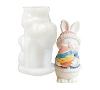 3D Easter Bunny Silicone Mold- Rabbit Figurine Resin Casting Mold| Bunny Holding Egg Candle Molds, DIY Craft Tool, Flexible Silicone Mould For Wax Resin Plaster Handmade Decor For Home Office Use