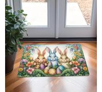 3D Easter Festive Kitchen Mats Rabbit and Egg Pattern Carpets Bunny Colorful Eggs Print Rugs Machine Washable Rug for Home Decor-50x80cm