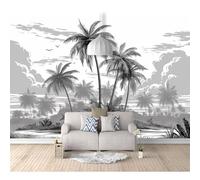 3D Effect Photo Self-adhesive Wallpaper Sketch forest coconut tree plant 100x70cm Panoramic Wall Tapestry Mural Large Bedroom Eco-Friendly Decoration