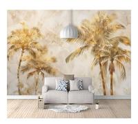 3D Effect Photo Self-adhesive Wallpaper Vintage golden coconut tree grey 100x70cm Panoramic Wall Tapestry Mural Large Bedroom Eco-Friendly Decoration