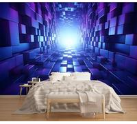 3D Effect Photo Wallpaper Violet Géométrique 300x210cm Wall Murals Tunnel Print Non-Woven Background Photo Wall Paper for Living Room Bedroom Children's Room Office Decoration 1e8