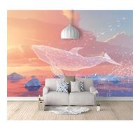 3D Effect Wall Sticker Poster Cartoon sea creatures, whales 100x70cm Landscape Pictures Wallpapers Art Decals for Bedroom Living Room Home Decoration