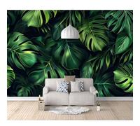 3D Effect Wall Sticker Poster Tropical foliage dark green plants 100x70cm Landscape Pictures Wallpapers Art Decals for Bedroom Living Room Home Decoration