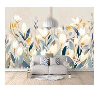 3D Effect Wall Sticker Poster Watercolor flowers and grass gray 100x70cm Landscape Pictures Wallpapers Art Decals for Bedroom Living Room Home Decoration