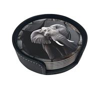 3D Elephant Coasters Drink Mat 6 Set of Animal Patterns Round Coaster Antidérapant pour café, bière, Tasse, Bouteille en Verre de vin, Maison et Bar