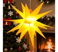 3D Etoile de Noel Lumineuse, 30cm Decoration Étoile de Noël led, Etoiles Pliantes de Noël Lumineuse, Étoile de Noël 3D à Suspendre avec LED de Couleur Chaude pour Intérieur et Extérieur (Jaune)