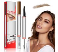 3D Eyebrow Pencil avec Gel, 2025 Nouveau Crayon à Sourcils Magique Avec 4 pointes, Crayon Ultra-Fin Double-Embout Crayon à Sourcils Imperméable Microblading à Double Extrémité 2 en 1 (01#MarronClair)
