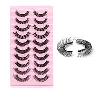 3D Faux Cils 10 Paires Volume Russe Bande Cils Aspect Naturel Cils Réutilisable moelleux effet Faux Cils DD Bouclés pour le Maquillage (JG-H5)