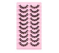 3D Faux Cils 10 Paires Volume Russe Cils 3D Russian Lashes D Curl Fake Lashes Dramatique Fluffy Flase Lashes Cat Eye Lashes Russian Strip Fluffy Eye Lashes (DH06-02)