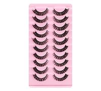3D Faux Cils 10 Paires Volume Russe Cils 3D Russian Lashes D Curl Fake Lashes Dramatique Fluffy Flase Lashes Cat Eye Lashes Russian Strip Fluffy Eye Lashes (DH06-04)