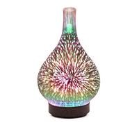 3D Feu d'artifice Verre Diffuseur d'Huiles Essentielles, Humidificateur Ultrasonique Diffuseur Aromathérapie,Lampe à Parfum d'aromathérapie 7 Couleurs LED, Bureaux/Chambre (Dark Color)