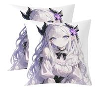 3D Fille Japonaise Housse de Coussin Lot de 2,Anime Fille Coussin Décoratifs,Kawaii Ornements Taie d'oreiller,Belle Fille Preppy Housse d'oreiller Chambre Salon,60x60